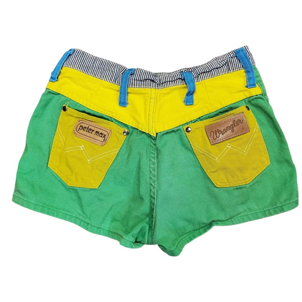 Vintage WRANGLER Shorts PETER MAX Womens 11/12 Colorblock Denim Pockets 60s Rare